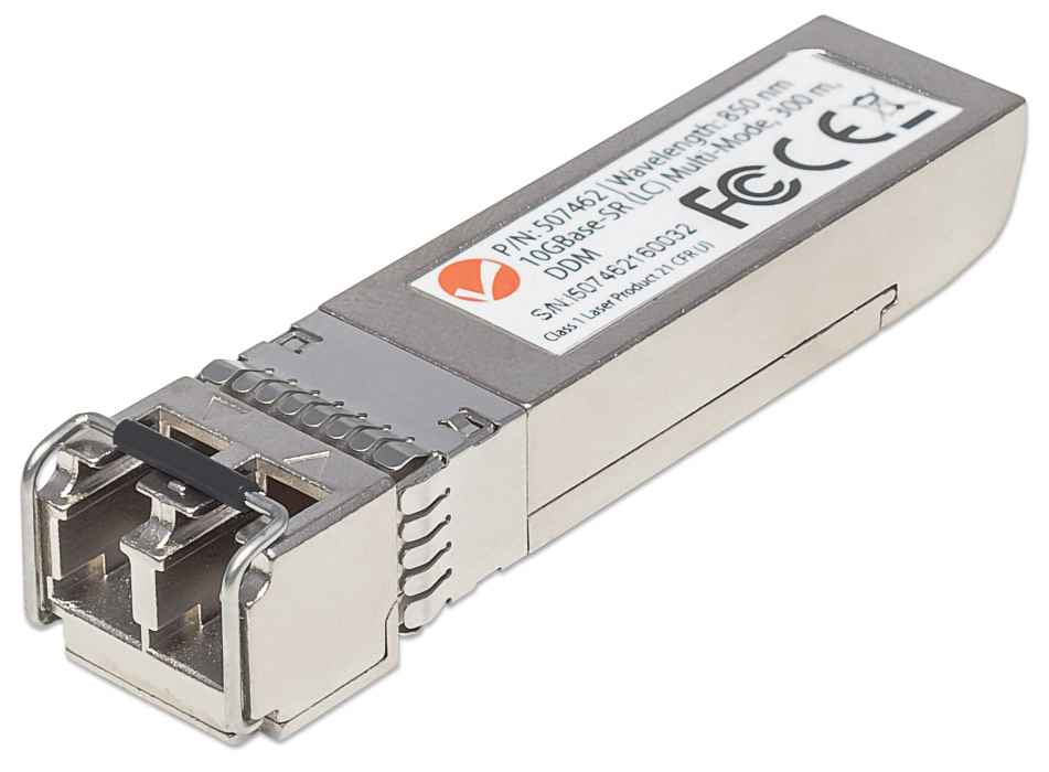 Intellinet Transceiver Module Optical, 10 Gigabit Fiber SFP+, 10GBase-SR (LC) Multi-Mode Port, 300m, Wavelength 850nm, MSA Compliant, Equivalent to Cisco SFP-10G-SR, Ethernet, Fibre, Three Year Warranty