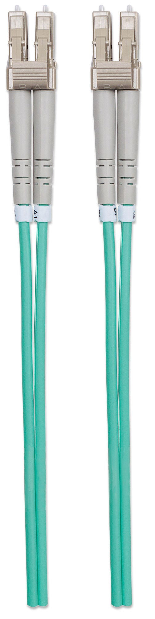 Intellinet Fiber Optic Patch Cable, OM3, LC/LC, 2m, Aqua, Duplex, Multimode, 50/125 µm, LSZH, Fibre, Lifetime Warranty