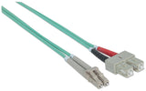 Intellinet Fiber Optic Patch Cable, OM3, LC/SC, 1m, Aqua, Duplex, Multimode, 50/125 µm, LSZH, Fibre, Lifetime Warranty