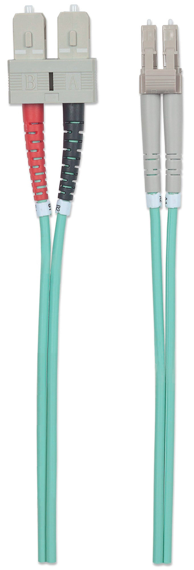 Intellinet Fiber Optic Patch Cable, OM3, LC/SC, 1m, Aqua, Duplex, Multimode, 50/125 µm, LSZH, Fibre, Lifetime Warranty