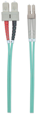 Intellinet Fiber Optic Patch Cable, OM3, LC/SC, 3m, Aqua, Duplex, Multimode, 50/125 µm, LSZH, Fibre, Lifetime Warranty