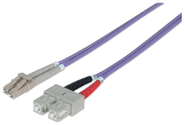 Intellinet Fiber Optic Patch Cable, OM4, LC/SC, 1m, Violet, Duplex, Multimode, 50/125 µm, LSZH, Fibre, Lifetime Warranty