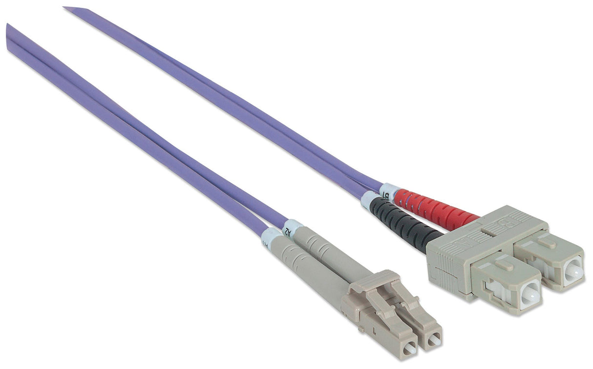 Intellinet Fiber Optic Patch Cable, OM4, LC/SC, 3m, Violet, Duplex, Multimode, 50/125 µm, LSZH, Fibre, Lifetime Warranty