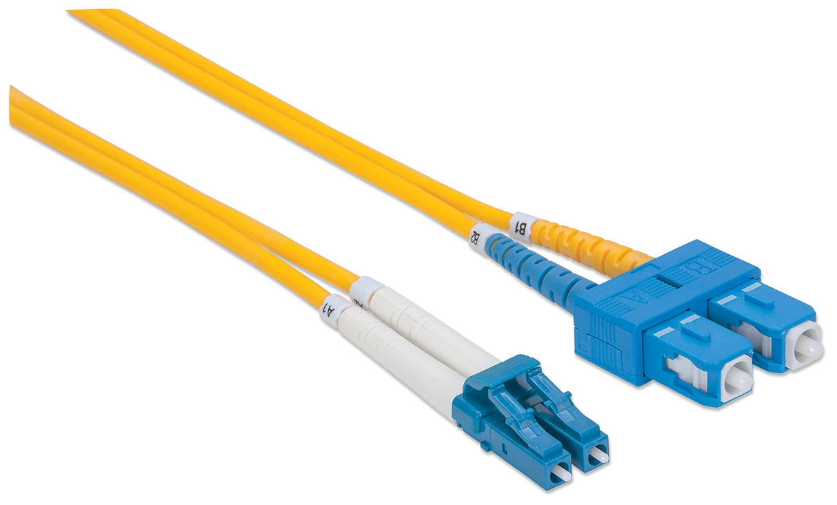 Intellinet Fiber Optic Patch Cable, OS2, LC/SC, 3m, Yellow, Duplex, Single-Mode, 9/125 µm, LSZH, Fibre, Lifetime Warranty