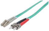 Intellinet Fiber Optic Patch Cable, OM3, ST/LC, 5m, Aqua, Duplex, Multimode, 50/125 µm, LSZH, Fibre, Lifetime Warranty