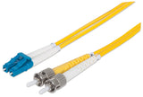 Intellinet Fiber Optic Patch Cable, OS2, LC/ST, 2m, Yellow, Duplex, Single-Mode, 9/125 µm, LSZH, Fibre, Lifetime Warranty