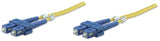 Intellinet Fiber Optic Patch Cable, OS2, SC/SC, 1m, Yellow, Duplex, Single-Mode, 9/125 µm, LSZH, Fibre, Lifetime Warranty