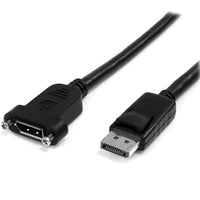 StarTech.com 3ft (91cm) Panel Mount DisplayPort Cable - 4K x 2K - DisplayPort 1.2 Extension Cable Male to Female - DP Video Extender Cord with Panel Mount DP Connector - DP Monitor Cable