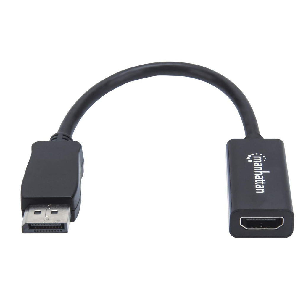 Manhattan DisplayPort 1.1 to HDMI Adapter Cable, 1080p@60Hz, Male to Female, Black, Cable 15cm, DP With Latch, Not Bi-Directional, Three Year Warranty, Equivalent to DP2HDMI