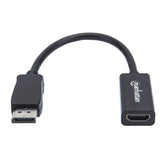 Manhattan DisplayPort 1.1 to HDMI Adapter Cable, 1080p@60Hz, Male to Female, Black, Cable 15cm, DP With Latch, Not Bi-Directional, Three Year Warranty, Equivalent to DP2HDMI