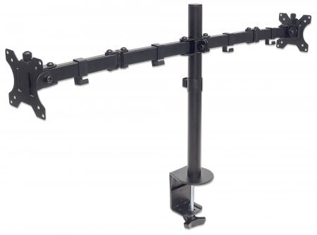 Manhattan Dual Desk Mount for TV & Monitors (Full Motion), For screens 10" to 27", Clamp Assembly, VESA compatibility: 75x75 and 100x100mm - check the dimensions of the four mounting holes on back of screen to ensure it fits, Max 8kg (each), Black...