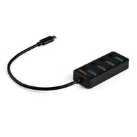 StarTech.com 4 Port Bus Powered USB C Hub with Individual On/Off Switches, USB 3.0 (5Gbps) Expansion Hub, Desktop/Laptop USB-C to USB-A Splitter