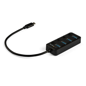 StarTech.com 4 Port Bus Powered USB C Hub with Individual On/Off Switches, USB 3.0 (5Gbps) Expansion Hub, Desktop/Laptop USB-C to USB-A Splitter
