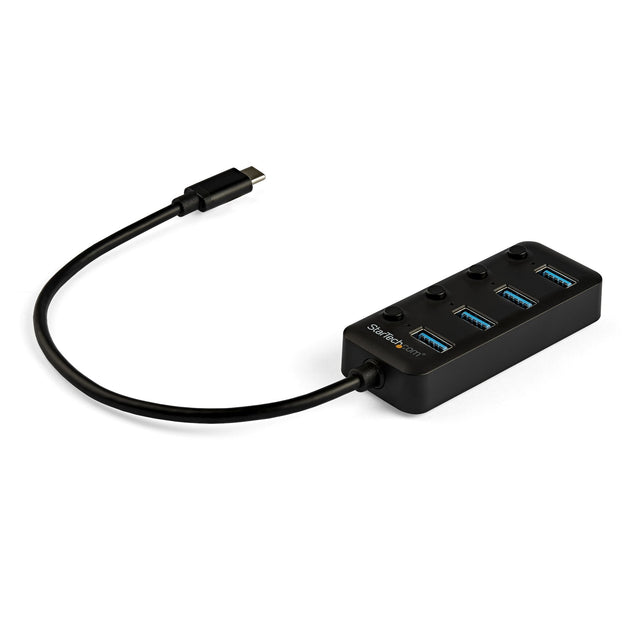 StarTech.com 4 Port Bus Powered USB C Hub with Individual On/Off Switches, USB 3.0 (5Gbps) Expansion Hub, Desktop/Laptop USB-C to USB-A Splitter