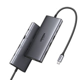 Ugreen 11-in-1 USB-C Hub to 3x USB-C/2x USB-A/HDMI/VGA/RJ45/SD/TF/3.5mm - Gray Docking Dock Grey