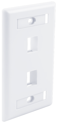 Wavenet FacePlate, Flush Style, Single Gang, 2-PORT, W/Window Labels, WHITE