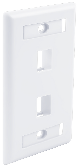 Wavenet FacePlate, Flush Style, Single Gang, 2-PORT, W/Window Labels, WHITE