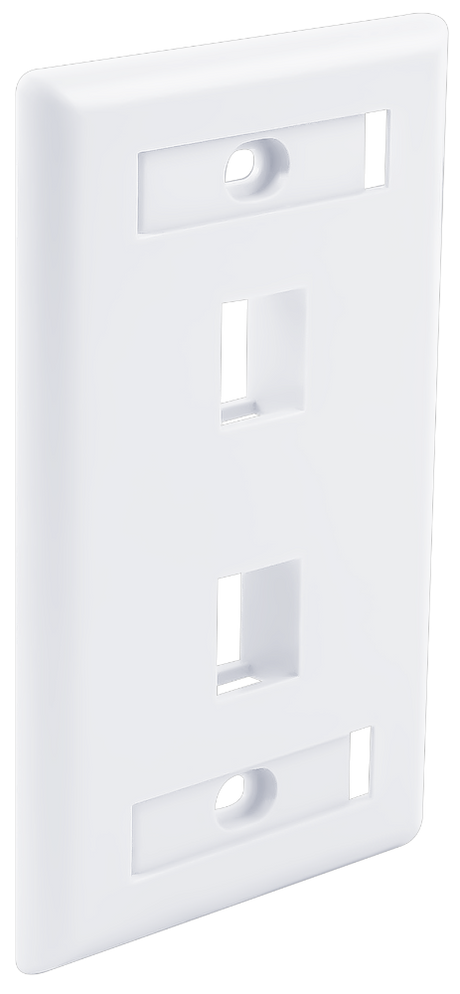 Wavenet FacePlate, Flush Style, Single Gang, 2-PORT, W/Window Labels, WHITE