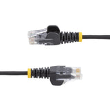 StarTech.com 6in Black Slim CAT6 Cable, 10 Pack, Snagless, 100W PoE, UTP, LSZH, 28AWG Pure Bare Copper Wire, Slim RJ45 Network Patch Cord w/Strain Reliefs, Individually Tested