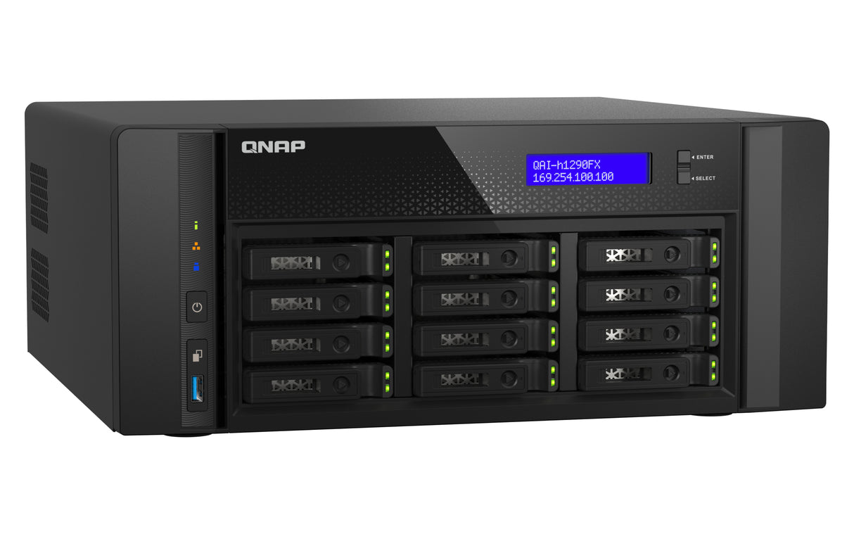 QNAP QAI-h1290FX NAS Tower EPYC 7302P 128 GB DDR4 0 TB QuTS hero Black