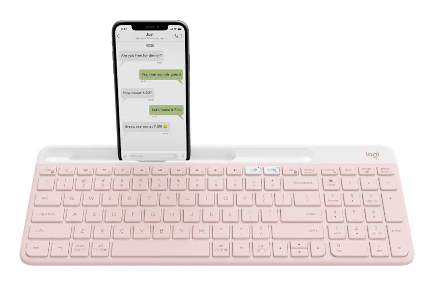 Logitech 920-011477 keyboard Universal RF Wireless + Bluetooth QWERTY US English Rose