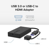 Plugable Technologies USB C to HDMI Adapter, Universal Video Graphics Adapter for USB 3.0 and USB-C Macs and Windows, Extend an HDMI Monitor up to 1080p@60Hz