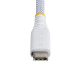StarTech.com 3ft (91cm) White USB-C Charging Cable, 60W (3A) PD, Dual-Layer Braided Nylon/TPE Jacket, Rugged USB C Charging Cord, USB 2.0 Laptop Charger Cable