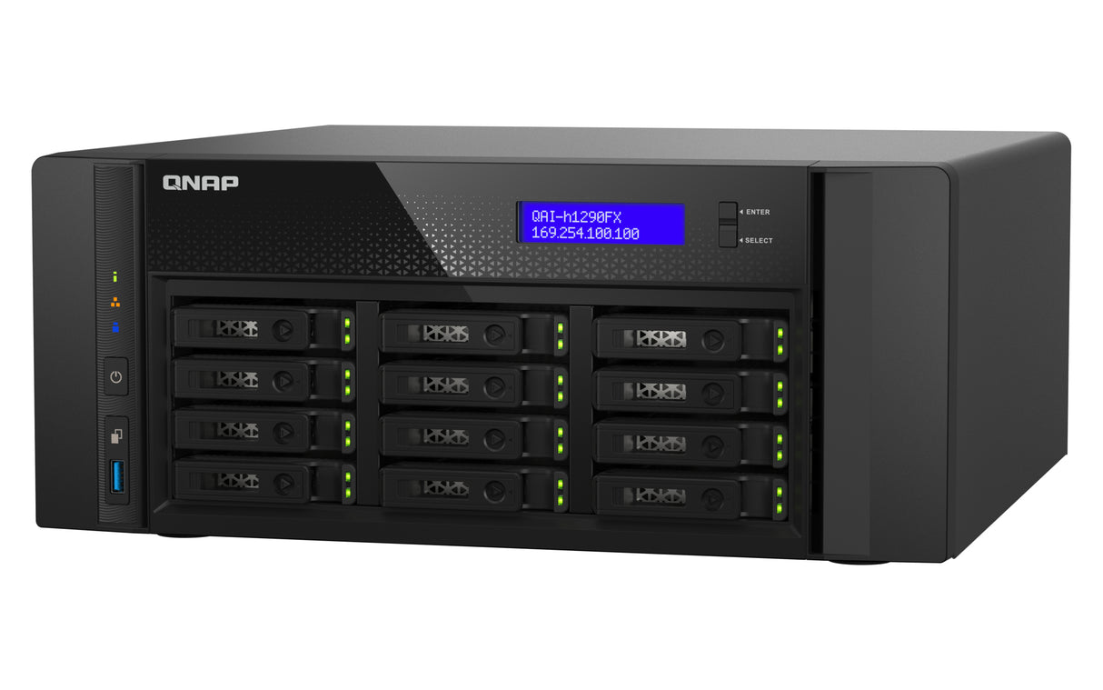 QNAP QAI-h1290FX NAS Tower EPYC 7302P 128 GB DDR4 0 TB QuTS hero Black
