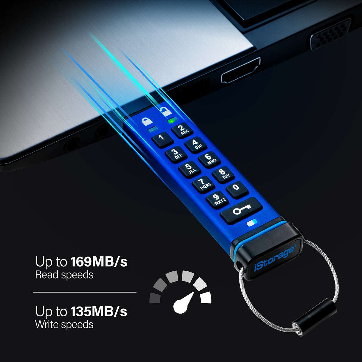 iStorage datAshur PRO 64 GB | Secure Flash Drive | FIPS 140-2 Level 3 Certified| NLNCSA DEP-V Certified | NATO Restricted Certified |AES-XTS 256-bit Hardware Encryption | PIN protected | Dust/Water Resistant