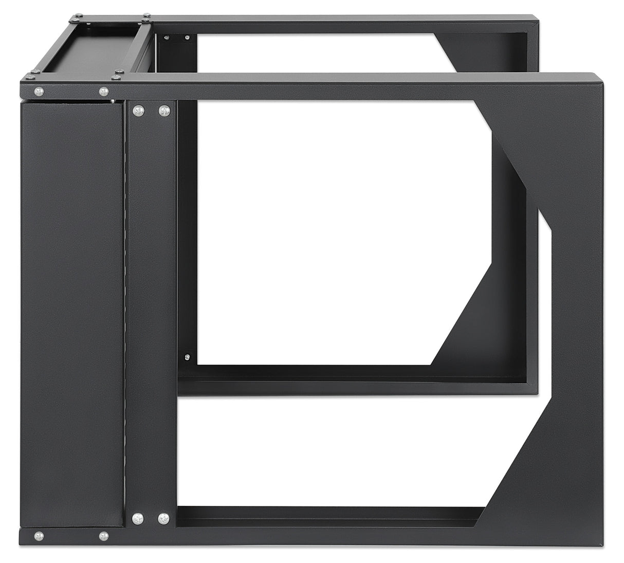 Intellinet 19" Wall Mount Open Frame Network Rack, 6U, Front-hinged Swing Frame Flat Pack, 2-Post, 17.7 in. Depth, Black RAL 9004