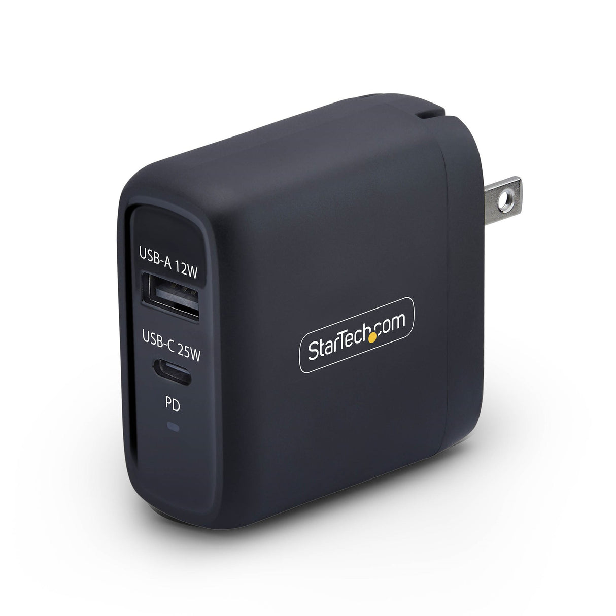 StarTech.com 37W USB-C & USB-A Wall Charger, Portable Charger with USB Power Delivery Fast Charging, 25W USB-C PD / 12W USB-A Output, Dual-Port USB-C/USB-A