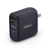 StarTech.com 37W USB-C & USB-A Wall Charger, Portable Charger with USB Power Delivery Fast Charging, 25W USB-C PD / 12W USB-A Output, Dual-Port USB-C/USB-A