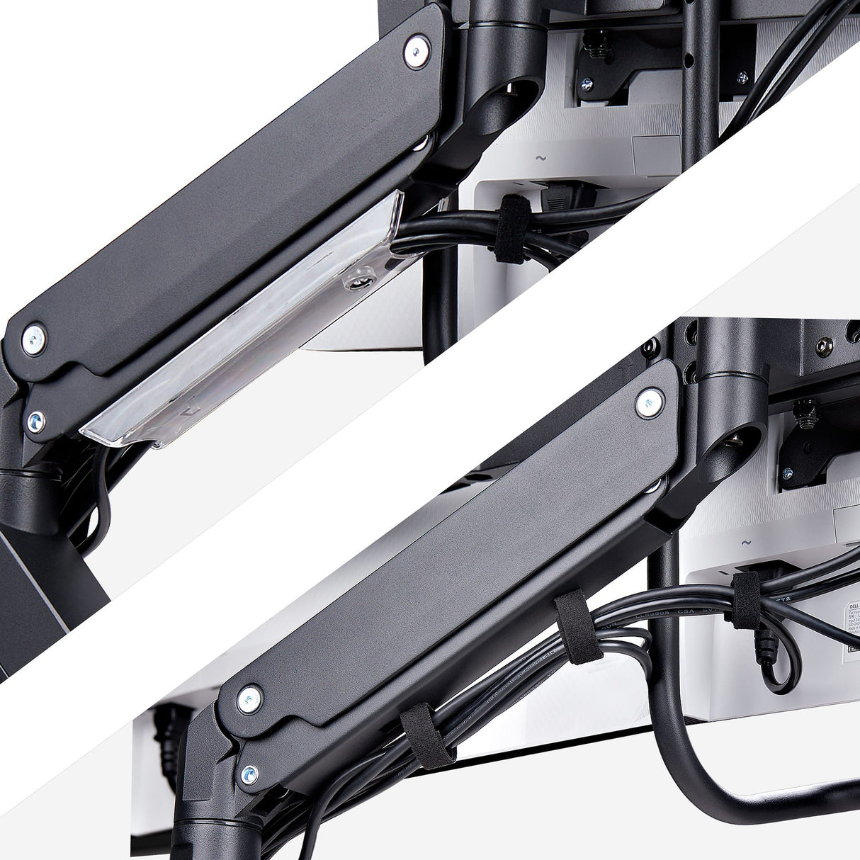 StarTech.com Desk Mount Triple Monitor Arm with Crossbar For Up To Three 27in Screens, VESA 75x75/100x100, Tool-Less Arm Adjustments, C-Clamp/Grommet, Spring-Assisted Arm