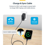 StarTech.com 2-Pack 6ft (1.8m) USB-C Charging Cable, Charge & Sync, 60W (3A) PD, USB 2.0 Laptop Charger Cable, TPE Jacket - Black USB C Charging Cord