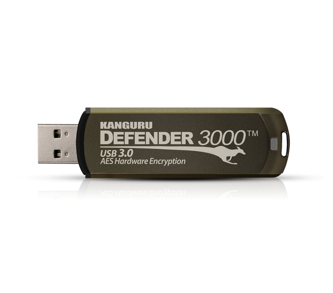 iStorage Kanguru Defender 3000™ SuperSpeed USB 3.0 128 GB| Secure Flash Drive | FIPS 140-3 Level 3 pending, FIPS 140-2 Level 3 Certified | AES-XTS 256-bit Hardware Encryption | TAA Compliant