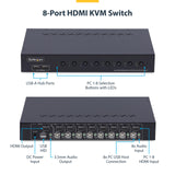 StarTech.com 8-Port HDMI KVM Switch with 1U Rack Mount Kit, 4K 60Hz HDMI 2.0, Push-Button & Hotkey Switching, 4-Port USB Hub, OS Independent, TAA Compliant