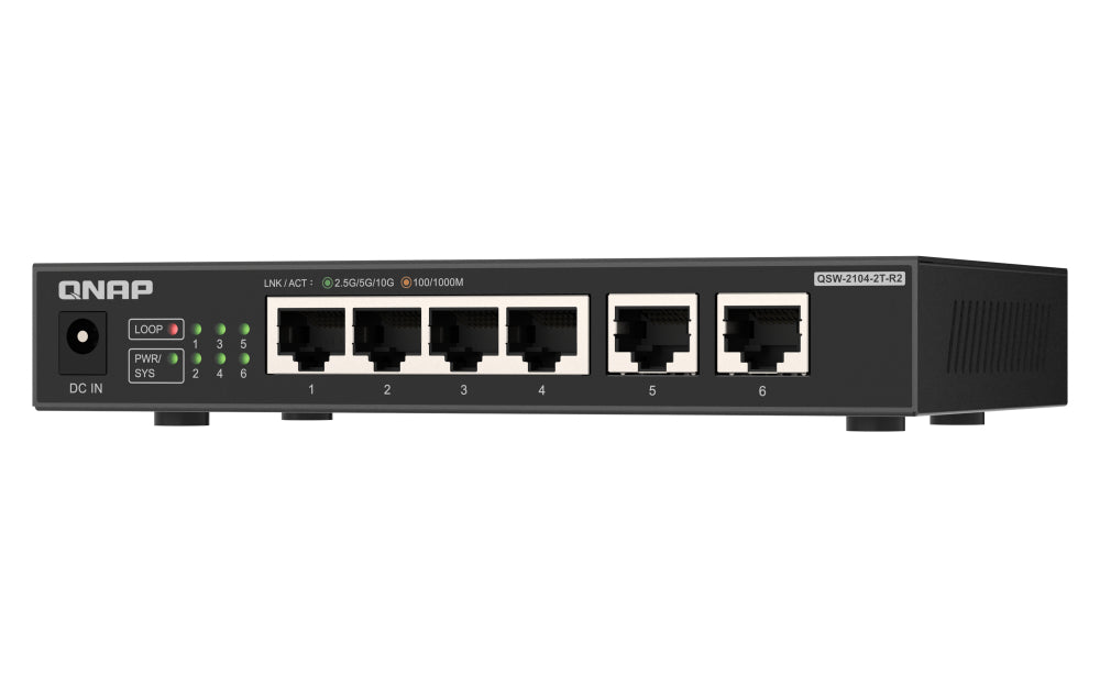QNAP QSW-2104-2T-R2 network switch Unmanaged 10G Ethernet (100/1000/10000) Desktop Black