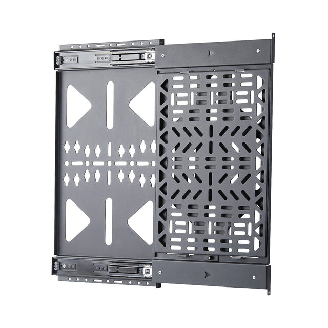 StarTech.com Slide-Out AV Component Storage Panel, Cable Box and Accessories Mounting, 22lb (10kg) Max, Behind-TV Media Wall Mount, Sliding Design for Easy Access