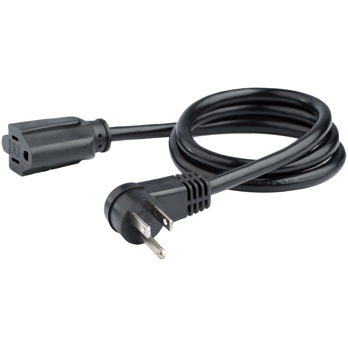 StarTech.com 3ft (1m) Power Extension Cord, Right Angle NEMA 5-15P to NEMA 5-15R, 13A 125V, 16AWG, Black Computer Power Extension Cord, Flat Extension Cord, AC Outlet Extension Cable, UL Listed