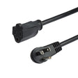 StarTech.com 3ft (1m) Power Extension Cord, Right Angle NEMA 5-15P to NEMA 5-15R, 13A 125V, 16AWG, Black Computer Power Extension Cord, Flat Extension Cord, AC Outlet Extension Cable, UL Listed