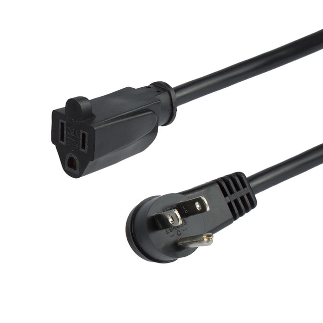 StarTech.com 3ft (1m) Power Extension Cord, Right Angle NEMA 5-15P to NEMA 5-15R, 13A 125V, 16AWG, Black Computer Power Extension Cord, Flat Extension Cord, AC Outlet Extension Cable, UL Listed