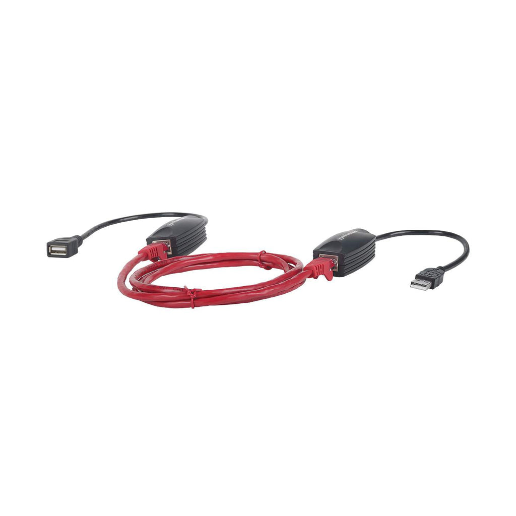 Manhattan USB-A Line Extender, for use with RJ45 network cable (not included), extends USB Device up to 60m, bus power, Cat5e/Cat6/Cat6A RJ45 network cables suitable, Black, Three Year Warranty