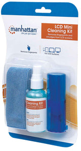 Manhattan LCD Cleaning Kit (mini), Alcohol-free, Includes Cleaning Solution (60ml), Brush and Microfibre Cloth, Ideal for use on monitors/laptops/keyboards/etc, Three Year Warranty