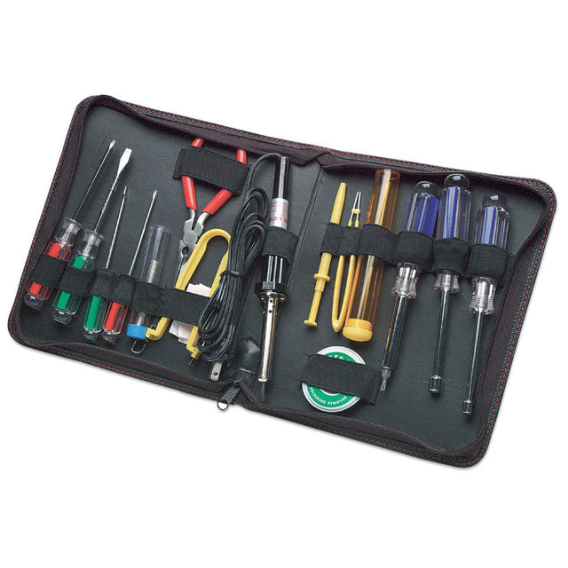 Manhattan Technician Tool Kit (17 items), Consists of: Soldering Iron (Euro 2-pin plug), Solder and Wick, 4x Chip Tools (Anti Static), Pliers, 2x Nut-Drivers, 2x Torque Screwdrivers, 4x Screwdrivers (Phillips & Flat Head), Tube for spares, Case...