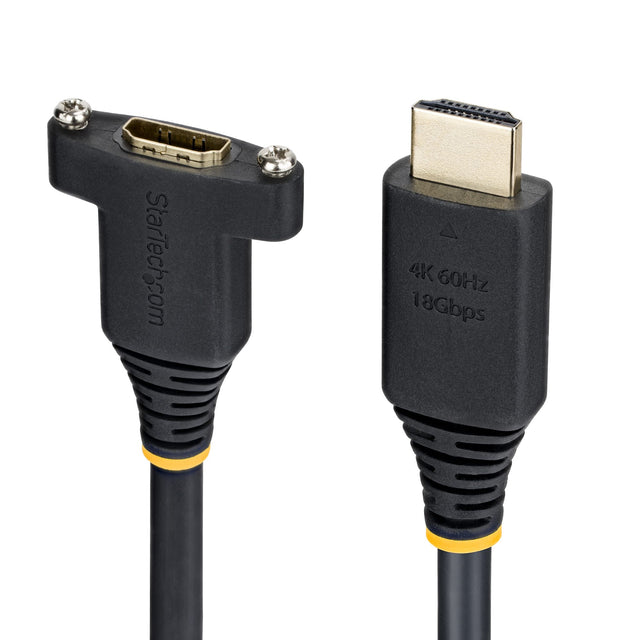 StarTech.com 1m (3ft) Panel Mount HDMI Cable, High Speed HDMI Panel Mount Extension Cable, 4K 60Hz/1440p 144Hz, HDMI Male to Female Panel Mount Adapter Cable