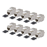 StarTech.com Shielded Cat6a Keystone Jack, 10-Pack RJ45 Ethernet Keystone Jacks, STP Cat6a Wall Jack, 180-Degree Toolless