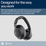 HP Poly Voyager Surround 80 UC Microsoft Teams Certified USB-C Headset +USB-C/A Adapter