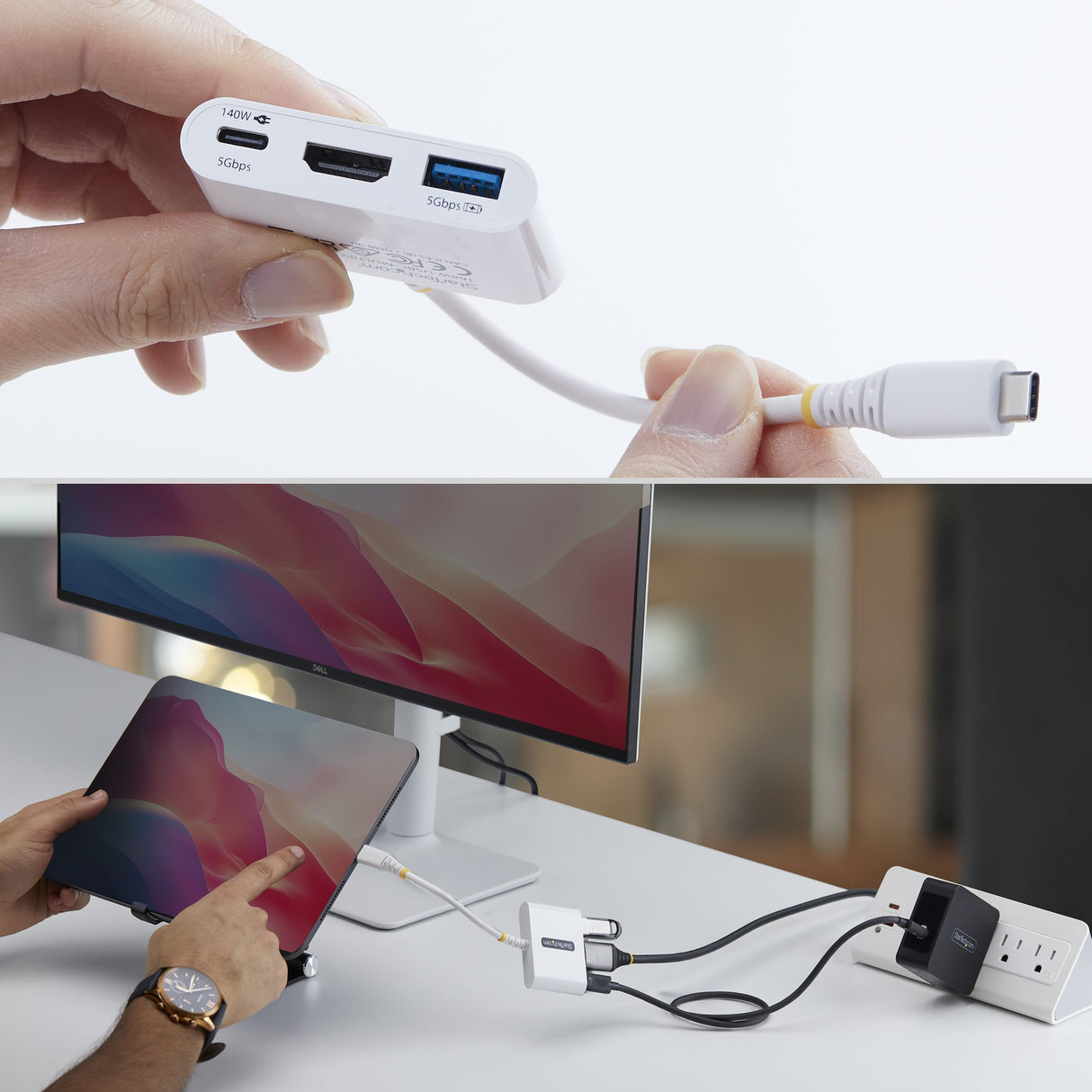 StarTech.com USB-C to HDMI Multiport Adapter with 140W PD Charging, 4K 60Hz HDMI, USB 5Gbps Hub, Mini Dock For MacBook / Dell / Thinkpad / HP / iPad / Tablets