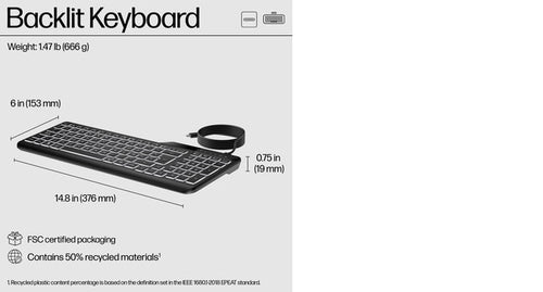 HP 400 Backlit Wired Keyboard