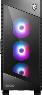 MSI MPG VELOX 100R Mid Tower Gaming Computer Case 'Black, 4x 120mm ARGB Fans, 1-6 ARGB Hub, ARGB light strip, USB Type-C, Tempered Glass, Center, E-ATX, ATX, mATX, mini-ITX'